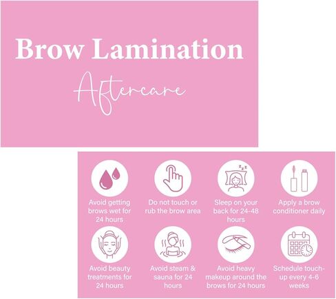 270 قطعة من بطاقات العناية اللاحقة لتصفيح الحواجب مقاس 3.5 × 2 بوصة، بطاقات تعليمات العناية اللاحقة بتصفيح الحواجب، بطاقة عمل مع رسم توضيحي وتعليمات لمستلزمات تصفيح الحواجب باللون الوردي in Kuwait