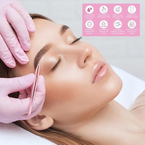 270 قطعة من بطاقات العناية اللاحقة لتصفيح الحواجب مقاس 3.5 × 2 بوصة، بطاقات تعليمات العناية اللاحقة بتصفيح الحواجب، بطاقة عمل مع رسم توضيحي وتعليمات لمستلزمات تصفيح الحواجب باللون الوردي in Kuwait