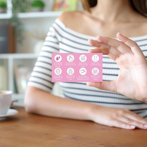 270 قطعة من بطاقات العناية اللاحقة لتصفيح الحواجب مقاس 3.5 × 2 بوصة، بطاقات تعليمات العناية اللاحقة بتصفيح الحواجب، بطاقة عمل مع رسم توضيحي وتعليمات لمستلزمات تصفيح الحواجب باللون الوردي in Kuwait