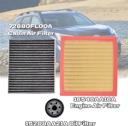 72880FL00A 16546AA16A 15208AA21A Cabin Engine Air Filter & Oil Filter Kit Compatible with Subaru 19-26 Ascent 2.4L/18-22 Crosstrek 2.0L/21-22 Crosstrek 2.5L in Saudi Arabia