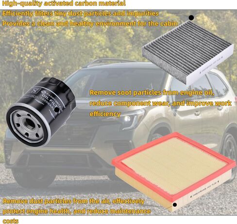 72880FL00A 16546AA16A 15208AA21A Cabin Engine Air Filter & Oil Filter Kit Compatible with Subaru 19-26 Ascent 2.4L/18-22 Crosstrek 2.0L/21-22 Crosstrek 2.5L in Saudi Arabia