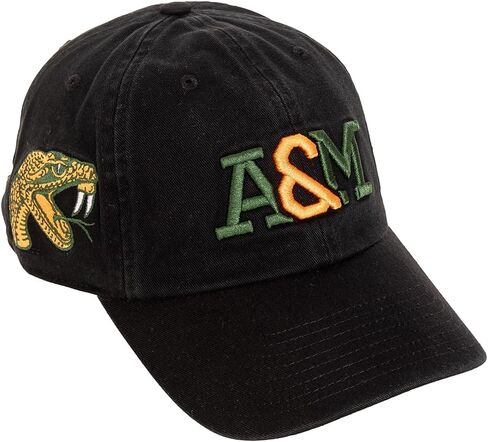 قبعة بيسبول جامعة صبار الصحراء فلوريدا A&M من FAMU Rattlers ذات حواف مطرزة وحزام قماش قابل للتعديل للبالغين (نمط F) أسود in Saudi Arabia