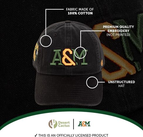 قبعة بيسبول جامعة صبار الصحراء فلوريدا A&M من FAMU Rattlers ذات حواف مطرزة وحزام قماش قابل للتعديل للبالغين (نمط F) أسود in Saudi Arabia