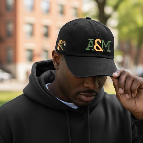 قبعة بيسبول جامعة صبار الصحراء فلوريدا A&M من FAMU Rattlers ذات حواف مطرزة وحزام قماش قابل للتعديل للبالغين (نمط F) أسود in Saudi Arabia