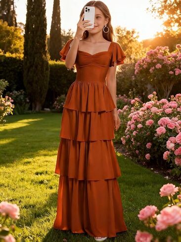 Junior Bridesmaid Dresses for Teen Girls Long Tiered Ruffle Girls Formal Dress Chiffon Wedding Guest Party Gowns in Saudi Arabia