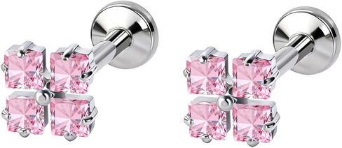 التيتانيوم مربع زركون لابريت أقراط 16 جرام خيط داخلي مسطح الظهر هيبوالرجينيك الزنمة الغضروف ثقب الشفاه مجوهرات للنساء الرجال in Kuwait