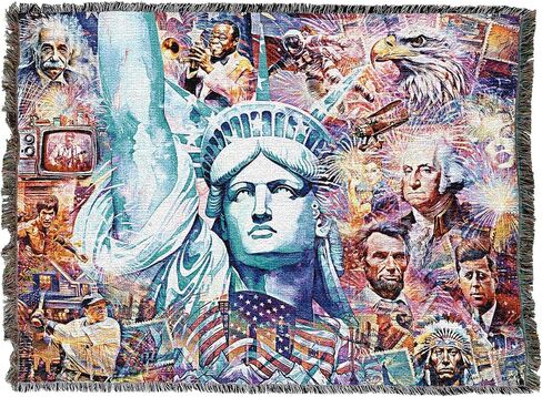 Pure Country Weavers Home of The Free by Greg Glordano Tapestry Throw Blanket Woven from Cotton - Made in The USA (72x54) in Saudi Arabia