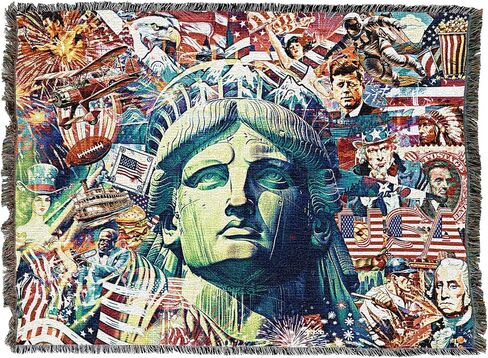 Pure Country Weavers Home of The Free by Greg Glordano Tapestry Throw Blanket Woven from Cotton - Made in The USA (72x54) in Saudi Arabia