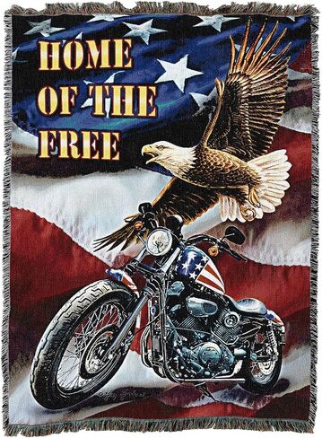 Pure Country Weavers Home of The Free by Greg Glordano Tapestry Throw Blanket Woven from Cotton - Made in The USA (72x54) in Saudi Arabia