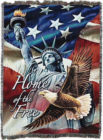 Pure Country Weavers Home of The Free by Greg Glordano Tapestry Throw Blanket Woven from Cotton - Made in The USA (72x54) in Saudi Arabia