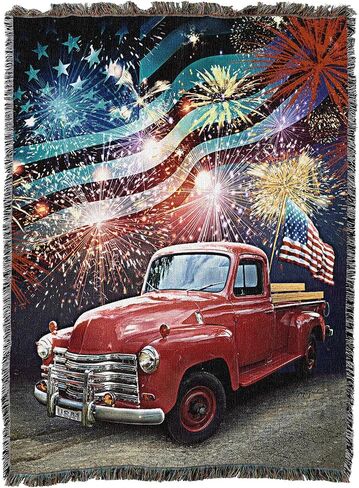 Pure Country Weavers Home of The Free by Greg Glordano Tapestry Throw Blanket Woven from Cotton - Made in The USA (72x54) in Saudi Arabia