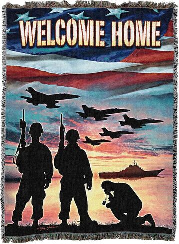 Pure Country Weavers Home of The Free by Greg Glordano Tapestry Throw Blanket Woven from Cotton - Made in The USA (72x54) in Saudi Arabia