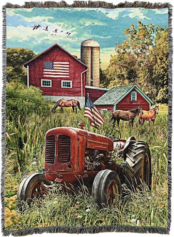 Pure Country Weavers Home of The Free by Greg Glordano Tapestry Throw Blanket Woven from Cotton - Made in The USA (72x54) in Saudi Arabia