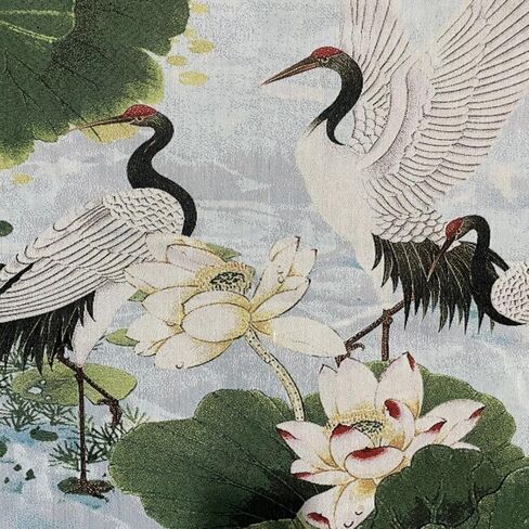 Chinese Embroidered Lotus Pond with Cranes Wall Hanging, Traditional Asian Art Tapestry, 60x160cm in Saudi Arabia