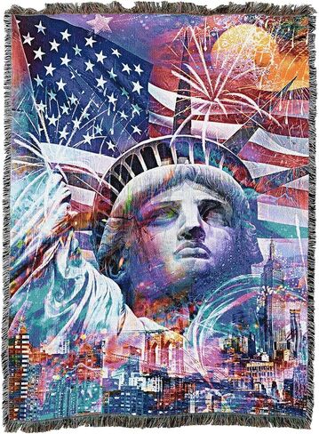 Pure Country Weavers Home of The Free by Greg Glordano Tapestry Throw Blanket Woven from Cotton - Made in The USA (72x54) in Saudi Arabia