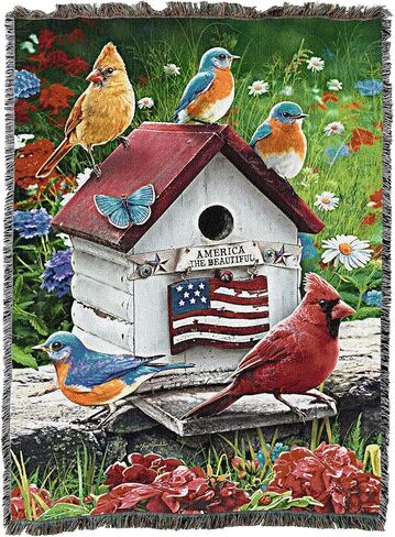 Pure Country Weavers Home of The Free by Greg Glordano Tapestry Throw Blanket Woven from Cotton - Made in The USA (72x54) in Saudi Arabia