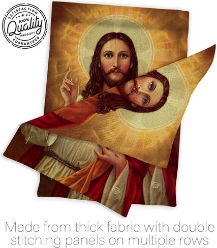 Feast of Sacred Heart of Jesus Burlap Flag Tapestry Burlap Wall Hanging Decor Home Porch Religious Canvas Room Tapestry Faith Fathers Day Cemetery Decoration for Grave Yard Catholic Gifts in Saudi Arabia
