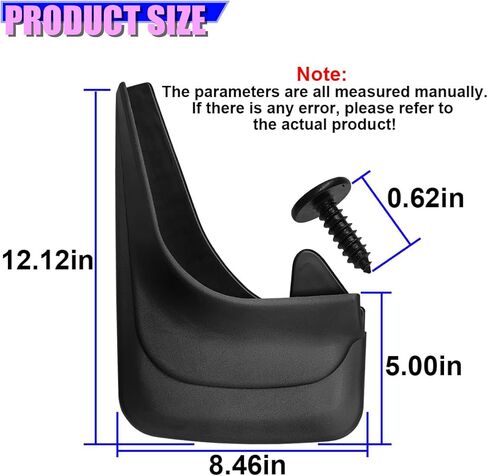 قطعتان من أغطية طين السيارة، مقاس 12.12 × 8.46 بوصة، حواف أمامية وخلفية للإطارات التلقائية، مضادة للخدش والتصادم، واقي رذاذ عجلة السيارة، ملحق حماية عالمي للسيارة لسيارات الدفع الرباعي والشاحنات وسيدان (أسود) in Kuwait