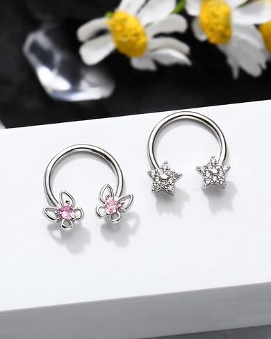 2PCS Horseshoe Septum Rings, 16G Cute Daith Jewelry, Stainless Steel Helix Daith Piercing Jewelry in Saudi Arabia