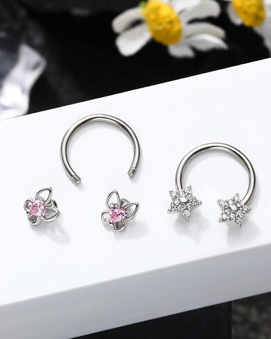 2PCS Horseshoe Septum Rings, 16G Cute Daith Jewelry, Stainless Steel Helix Daith Piercing Jewelry in Saudi Arabia