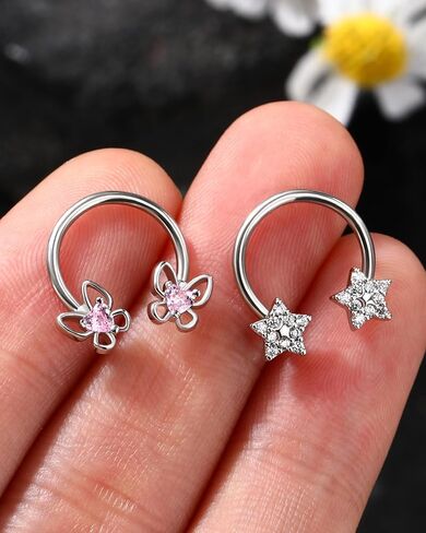 2PCS Horseshoe Septum Rings, 16G Cute Daith Jewelry, Stainless Steel Helix Daith Piercing Jewelry in Saudi Arabia