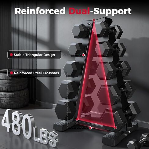 AKYEN Dumbbell Rack Stand Only, Weight Rack for Dumbbells Compact A-Frame Home Gym Space Saver (150/480/570/800 LBS Weight Capacity, 2022 New Version) in Kuwait