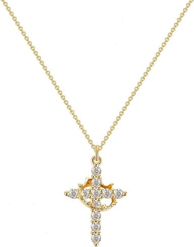 Womens Cross Choker Necklace Plated Diamond Pendant Necklace for Ladies in Saudi Arabia