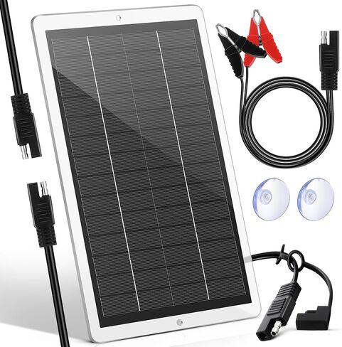 Saillong 12V شاحن بطارية السيارة بالطاقة الشمسية، لوحة شمسية مقاومة للماء محمولة شاحن بالطاقة الشمسية مع قابس ولاعة السجائر ومشبك التمساح للسيارة والدراجة النارية والقوارب البحرية RV (2.5 وات) in Kuwait