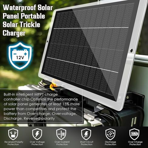 Saillong 12V شاحن بطارية السيارة بالطاقة الشمسية، لوحة شمسية مقاومة للماء محمولة شاحن بالطاقة الشمسية مع قابس ولاعة السجائر ومشبك التمساح للسيارة والدراجة النارية والقوارب البحرية RV (2.5 وات) in Kuwait