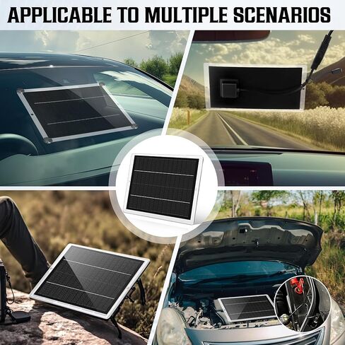 Saillong 12V شاحن بطارية السيارة بالطاقة الشمسية، لوحة شمسية مقاومة للماء محمولة شاحن بالطاقة الشمسية مع قابس ولاعة السجائر ومشبك التمساح للسيارة والدراجة النارية والقوارب البحرية RV (2.5 وات) in Kuwait
