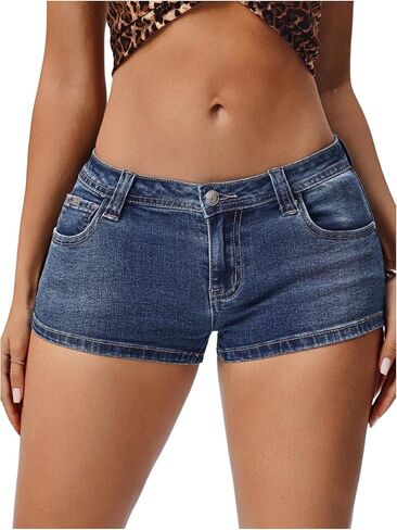 SweatyRocks Women's Low Waist Denim Mini Shorts Stretchy Y2k Booty Jean Shorts Streetwear in Saudi Arabia