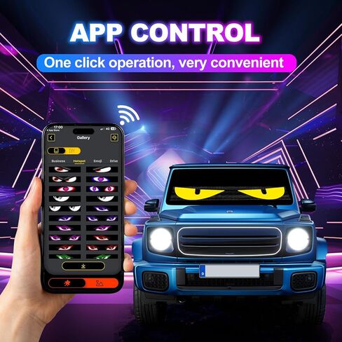 52in*7.48in Devil Eyes Light for Windshield, Remote + APP Dual Control, Customizable Dynamic led Eyes for Truck Windshield (Suitable for Cars and Trucks) Gift for Man and Women in Saudi Arabia