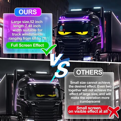 52in*7.48in Devil Eyes Light for Windshield, Remote + APP Dual Control, Customizable Dynamic led Eyes for Truck Windshield (Suitable for Cars and Trucks) Gift for Man and Women in Saudi Arabia