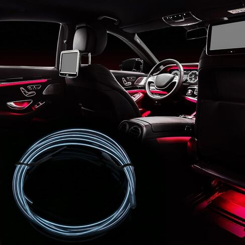 X AUTOHAUX 1 Meter/3ft Neon EL Wire String Strip White Cold Light Glow String Strip for Car Interior Decoration in Saudi Arabia