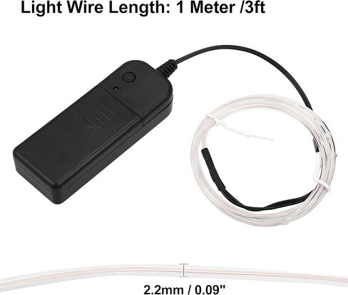 X AUTOHAUX 1 Meter/3ft Neon EL Wire String Strip White Cold Light Glow String Strip for Car Interior Decoration in Saudi Arabia