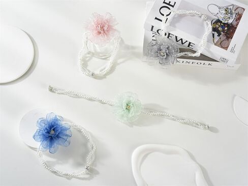 SUQ I OME 1 Pair of Curtain Tiebacks, Elegant Pearl Beaded Magnetic Curtain Tieback with Handmade Flower Decorative Drapery Holdbacks Rope Holder for Home, Office,Blue in Saudi Arabia