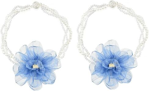 SUQ I OME 1 Pair of Curtain Tiebacks, Elegant Pearl Beaded Magnetic Curtain Tieback with Handmade Flower Decorative Drapery Holdbacks Rope Holder for Home, Office,Blue in Saudi Arabia