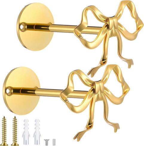 2 حزمة من حوامل ستائر القوس المعدنية، ستائر على شكل فيونكة ذهبية كبيرة مثبتة على الحائط، خطافات نافذة أنيقة للستائر، حوامل شديدة التحمل لغرفة المعيشة وغرفة النوم والمكتب وديكور المنزل in Kuwait