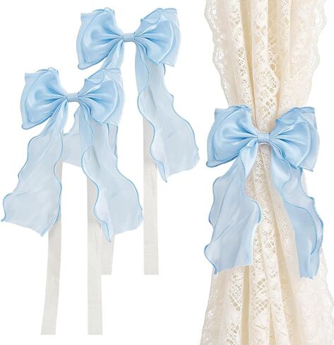 2 حزمة القوس الستار Tiebacks الفرنسية حريري الستار Holdbacks أنيقة الدانتيل الشريط التعادل ظهورهم لا الحفر للمنزل غرفة نوم مكاتب غرف الطعام الديكور حبل الملحقات (أرجواني) in Kuwait