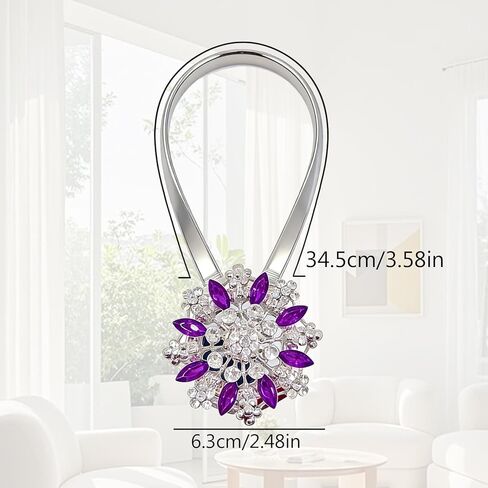 Magnetic Curtain Tiebacks, 2 Pack Spring Wire Curtain Holdbacks - YueLvoe No Drill Wall Mounted Tie Backs for Indoor/Outdoor Curtains, Modern Pull Backs for Home Office Decor (Purple) in Saudi Arabia