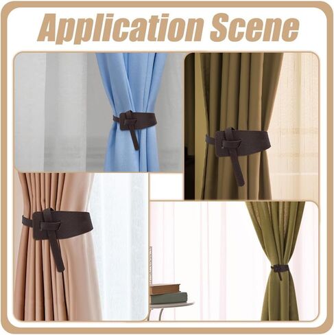 FREEBLOSS 6pcs Leather Curtain Tie Backs Dark Brown Curtain Holdbacks Vintage Style Curtains Holder Decorative Ties Rope for Home Living Room Office Leather Drapery Tiebacks Window Treatment Holdbacks in Saudi Arabia