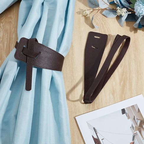 FREEBLOSS 6pcs Leather Curtain Tie Backs Dark Brown Curtain Holdbacks Vintage Style Curtains Holder Decorative Ties Rope for Home Living Room Office Leather Drapery Tiebacks Window Treatment Holdbacks in Saudi Arabia