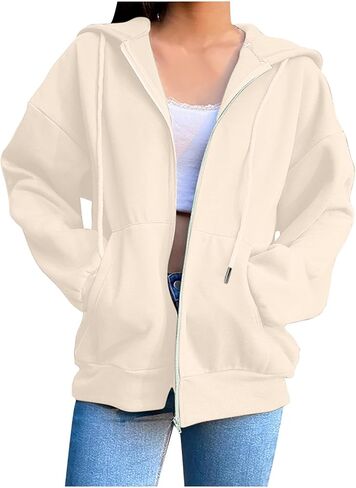 Zip Up Hoodies for Women 2026 Spring Soft Sweatshirts Casual Jackets in Saudi Arabia