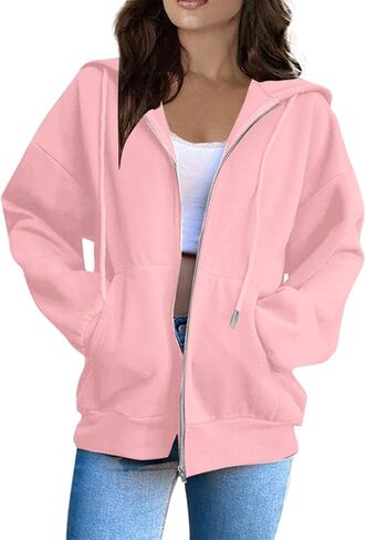 Zip Up Hoodies for Women 2026 Spring Soft Sweatshirts Casual Jackets in Saudi Arabia