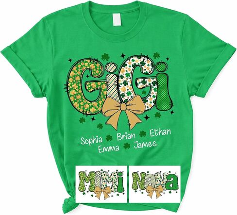 Personalized One Lucky Grandma Shirt for Family Mom Grandma Nana Mimi Gigi Shirts Custom Name, Shamrock Tee Gifts in Saudi Arabia