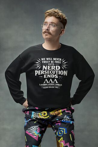 Donkey Tees Nerd Persecution يجب أن ينتهي - Tri Lambda Adams College 84 - Revenge of the Nerds Fandom - سويت شيرت in Kuwait
