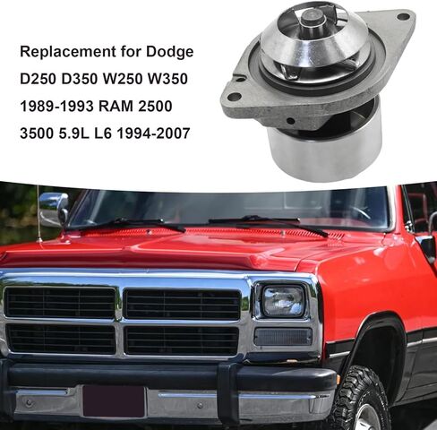3800984 مضخة مياه المحرك، 5010964AA استبدال مضخة المياه لدودج D250 D350 W250 W350 1989-1993 RAM 2500 3500 5.9L L6 1994-2007 استبدال الكمون 5010964AB 2881805 in Saudi Arabia