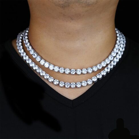 14K Gold Over S925 8mm Moissanite Tennis Necklace, Sleek Hip-Hop Style Jewelry, Dazzling Unisex Accessory for Fashion Enthusiasts,Dad Gifts in Saudi Arabia