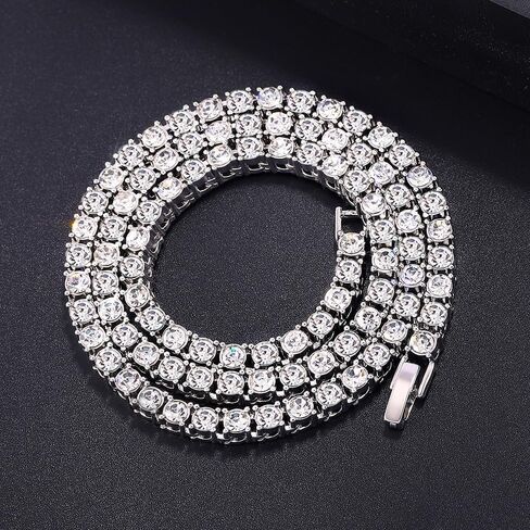 14K Gold Over S925 8mm Moissanite Tennis Necklace, Sleek Hip-Hop Style Jewelry, Dazzling Unisex Accessory for Fashion Enthusiasts,Dad Gifts in Saudi Arabia