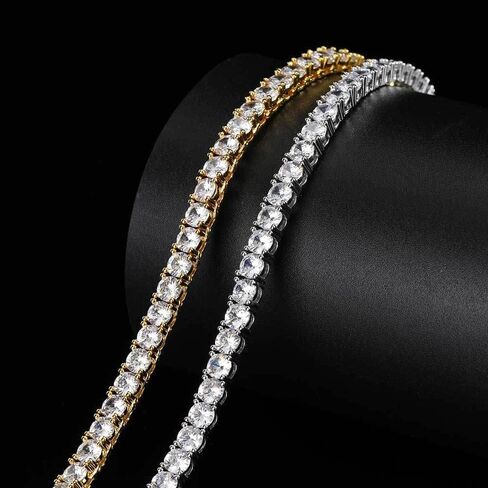 14K Gold Over S925 8mm Moissanite Tennis Necklace, Sleek Hip-Hop Style Jewelry, Dazzling Unisex Accessory for Fashion Enthusiasts,Dad Gifts in Saudi Arabia